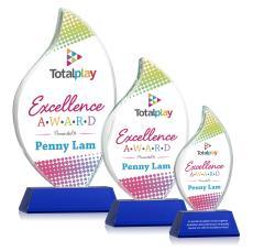 Odessy Vividprint Blue on Newhaven Flame Crystal Award - Awards and Trophies