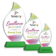 Odessy Vividprint Green on Newhaven Flame Crystal Award - Awards and Trophies
