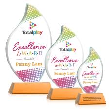Odessy Vividprint Amber on Newhaven Flame Crystal Award - Awards and Trophies