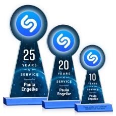 Laidlaw Full Color Sky Blue Towers Crystal Award - Full Color Imprint