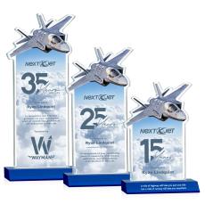 Top Gun Full Color Blue Unique Crystal Award - Full Color Imprint