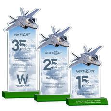 Top Gun Full Color Green Unique Crystal Award - Full Color Imprint