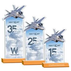 Top Gun Full Color Amber Unique Crystal Award - Full Color Imprint