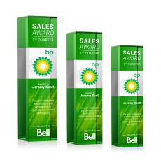 Araceli Full Color Green Towers Crystal Award - Full Color Imprint