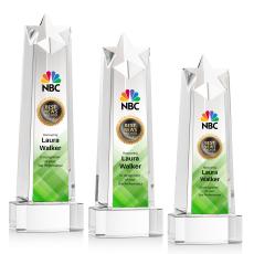 Delaware Star Full Color Clear on Base Towers Crystal Award - Full Color Imprint