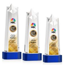 Delaware Star Full Color Blue on Base Towers Crystal Award - Full Color Imprint