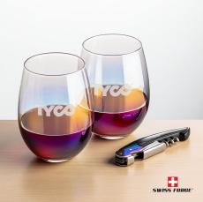 Swiss Force Opener & Miami Stemless Wine - Barware