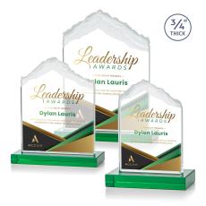Everest Full Color Green Peaks Crystal Award - Full Color Imprint