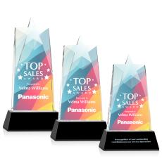 Millington Full Color Black on Base Star Crystal Award - Full Color Imprint