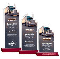 Longhaul Full Color Red Unique Crystal Award - Full Color Imprint