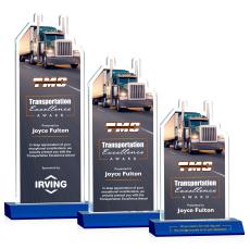 Longhaul Full Color Blue Unique Crystal Award - Full Color Imprint