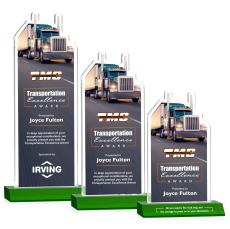 Longhaul Full Color Green Unique Crystal Award - Full Color Imprint