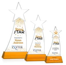 Manolita Full Color Amber Star Crystal Award - Full Color Imprint