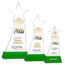 Manolita Full Color Green Star Crystal Award - Full Color Imprint