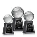 Golf Ball Globe on Tall Marble Base Crystal Award