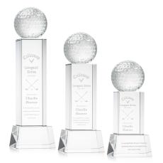 Golf Ball Clear on Belcroft Base Globe Crystal Award - Golf Awards