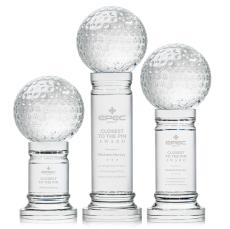 Golf Ball Globe on Colverstone Base Crystal Award - Golf Awards