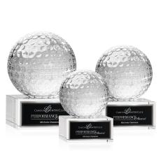 Golf Ball Globe on Hancock Base Crystal Award - Golf Awards