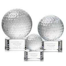 Golf Ball Globe on Paragon Base Crystal Award - Golf Awards
