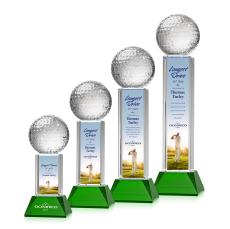 Golf Ball Full Color Green on Stowe Globe Crystal Award - Full Color Imprint