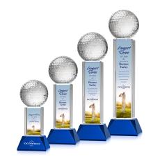 Golf Ball Full Color Blue on Stowe Globe Crystal Award - Full Color Imprint