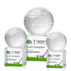 Golf Ball Full Color Globe on Granby Crystal Award - Full Color Imprint