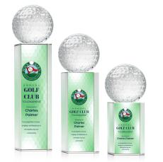 Golf Ball Full Color Globe on Dakota Crystal Award - Full Color Imprint