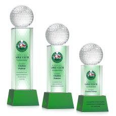 Golf Ball Full Color Green  on Belcroft Globe Crystal Award - Awards and Trophies