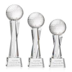 Golf Ball Clear on Grafton Base Globe Crystal Award - Awards and Trophies