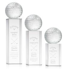 Golf Ball Globe on Dakota Base Crystal Award - Awards and Trophies