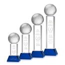 Golf Ball Blue on Stowe Base Globe Crystal Award