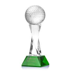 Golf Ball Green on Langport Base Globe Crystal Award - Awards and Trophies