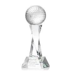 Golf Ball Clear on Langport Base Globe Crystal Award - Awards and Trophies