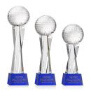 Golf Ball Blue on Grafton Base Globe Crystal Award