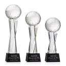 Golf Ball Black on Grafton Base Globe Crystal Award