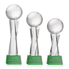 Golf Ball Green on Grafton Base Globe Crystal Award - Awards and Trophies