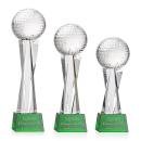 Golf Ball Green on Grafton Base Globe Crystal Award