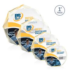 Piedmont Full Color Gold Polygon Acrylic Award - Awards and Trophies