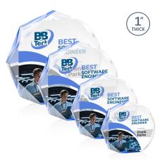 Piedmont Full Color Blue Polygon Acrylic Award - Awards and Trophies