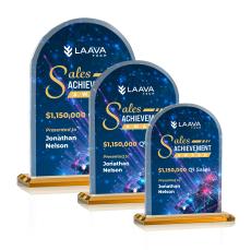 Bridgeport Full Color  Amber Peaks Crystal Award - Crystal Awards