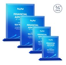 Harrington Full Color Blue Rectangle Crystal Award - Full Color Imprint