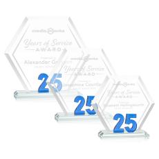 Riviera Anniversary Blue No 25 Polygon Crystal Award - Colored Crystal Awards