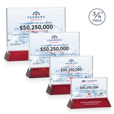 Walkerton Full Color Starfire/Rosewood (Horiz) Rectangle Crystal Award - Awards and Trophies