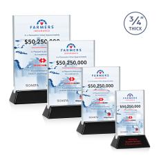 Walkerton Full Color Starfire/Black (Vert) Rectangle Crystal Award - Awards and Trophies