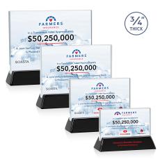 Walkerton Full Color Starfire/Black (Horiz) Rectangle Crystal Award - Awards and Trophies