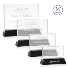 Walkerton Starfire/Black (Horiz) Rectangle Crystal Award - Awards and Trophies