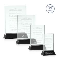 Walkerton Jade/Black (Vert) Rectangle Glass Award - Glass Awards