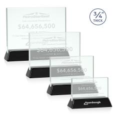 Walkerton Jade/Black (Horiz) Rectangle Glass Award - Glass Awards