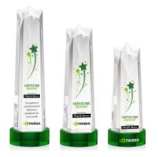 Ellesmere Full Color Green on Stanrich Obelisk Crystal Award - Full Color Imprint