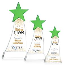 Manolita Full Color Green/Clear Star Crystal Award - Full Color Imprint